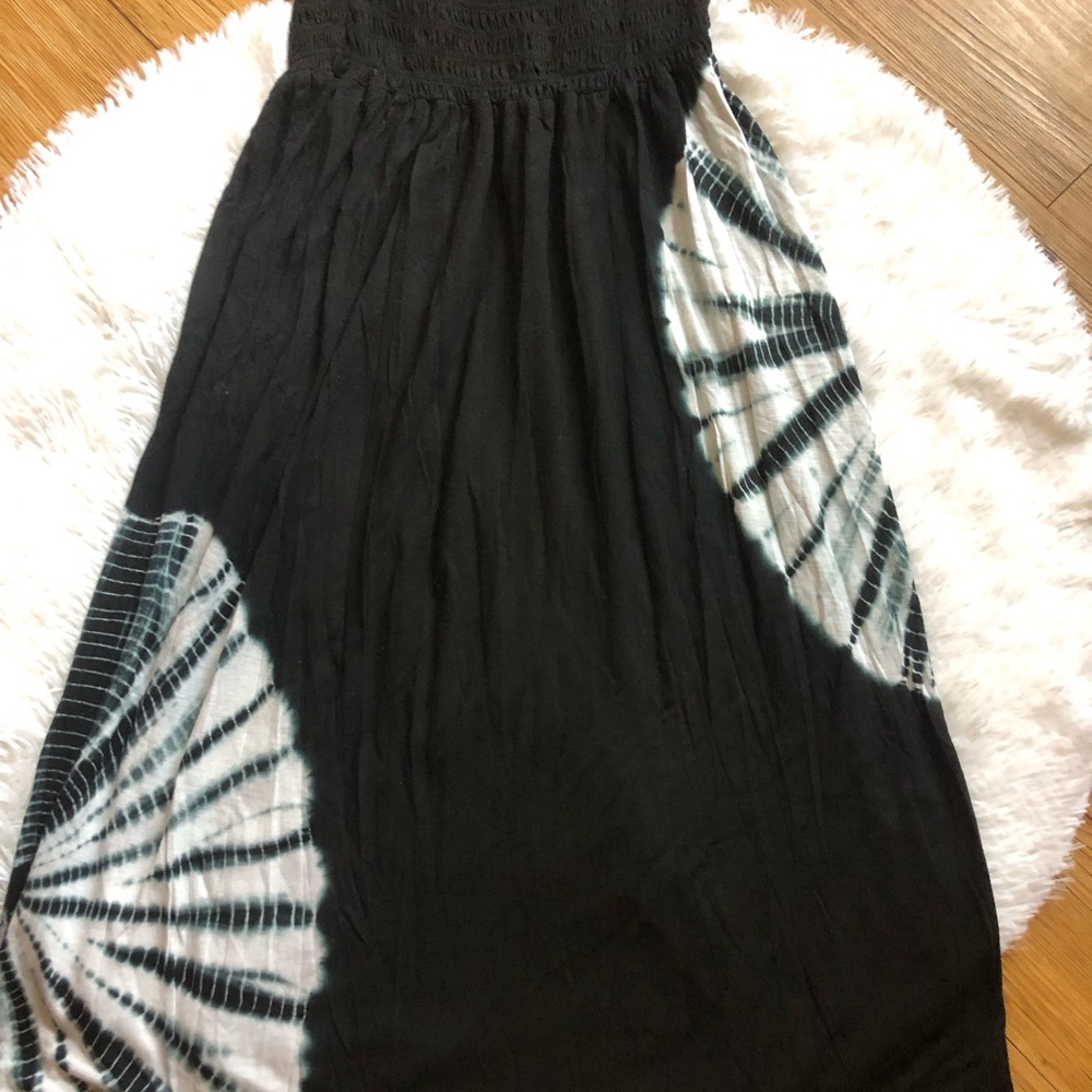 StyleWorks Black and White Tie Dye Bandeau Strapless Maxi Dress - Picture 7 of 11